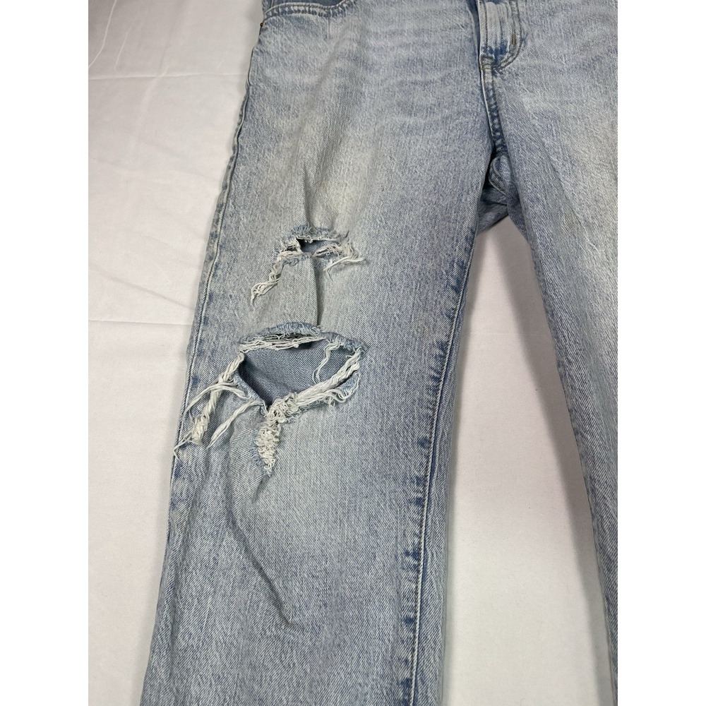 GAP Sz 10 30 Universal Slim Boyfriend Jeans Distressed Light Quincy Blue Stretch - Picture 3 of 10